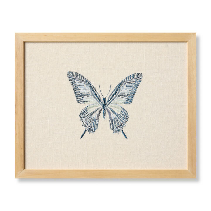 Butterfly Blue Ivory/Blue 1'x1'3" Wall Art